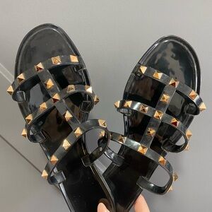 Studded Black Jelly Sandals